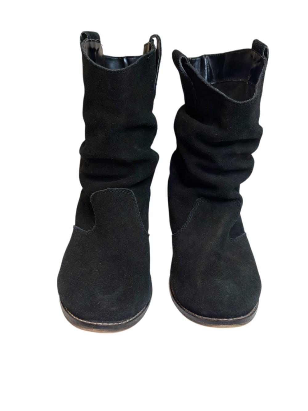 Steve Madden Black Suede Ankle Boots Western Slouch Heel Booties
